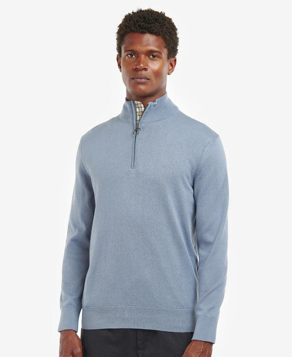 MAGLIONE UOMO TAINES HALF ZIP WASHED BLUE - BARBOUR